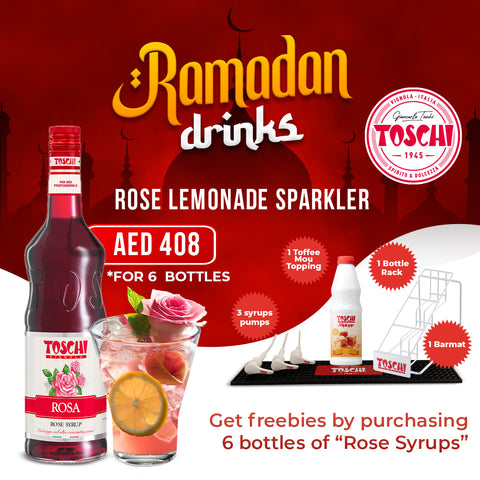 Ramadan Drinks Rose Syrup 1 Liter X 6 with Freebies