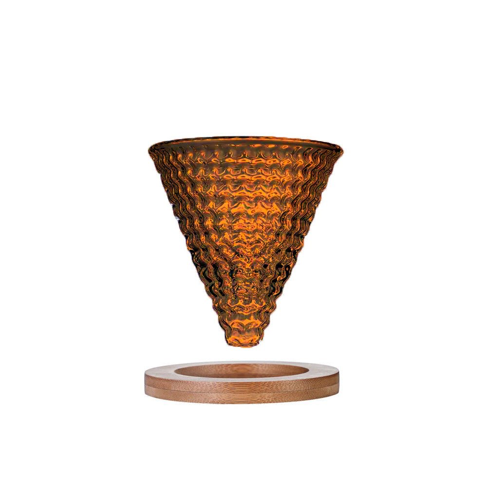 Glass Filter Coloured, high borosilicate glass, wood holder,# 1 - 2cup, Amber/Blue color color - EuroCoffee