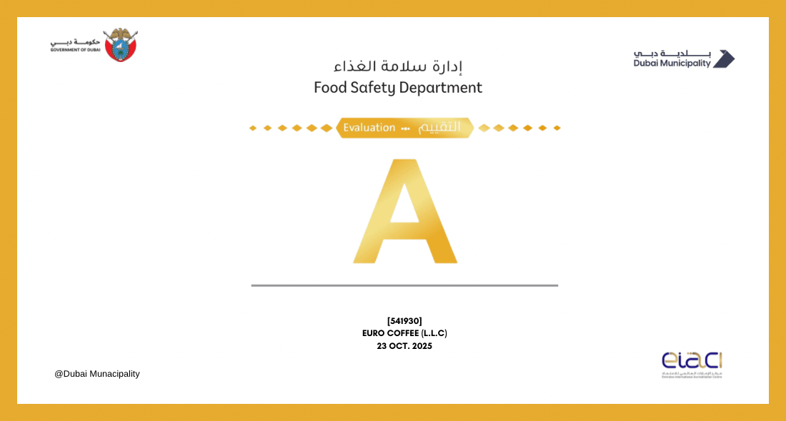Dubai Municipality A+ Gold - EuroCoffee