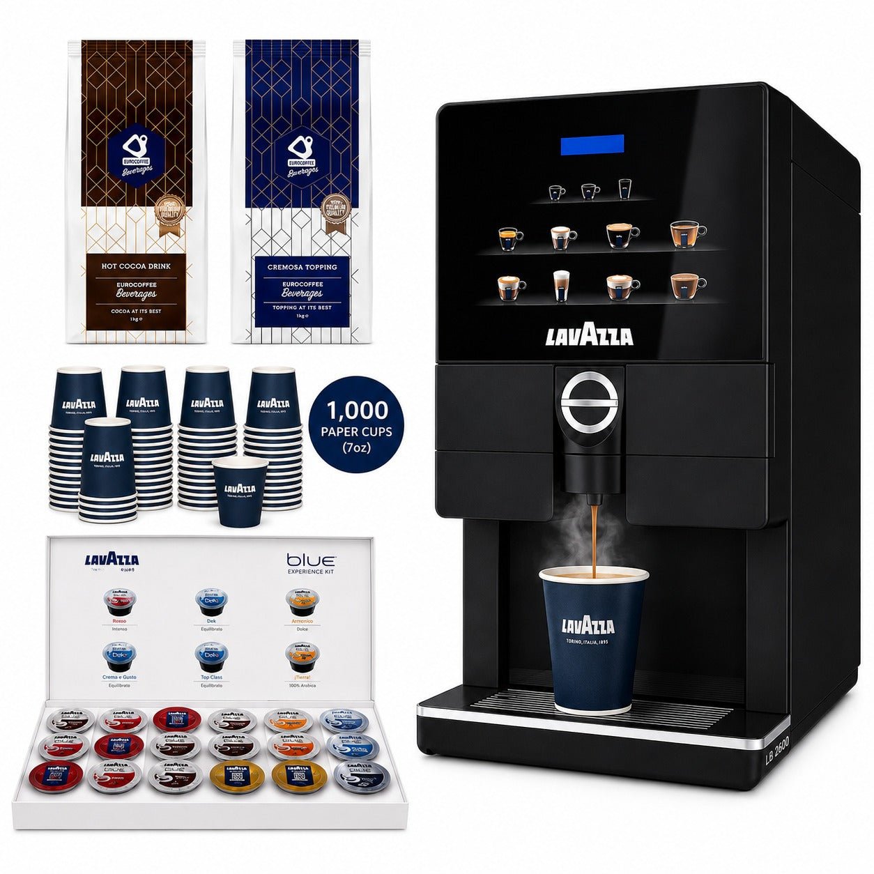 Lavazza LB 2600 Mini Vending Machine Bundle | 8 Drink Options | Office Coffee Solution - EuroCoffee