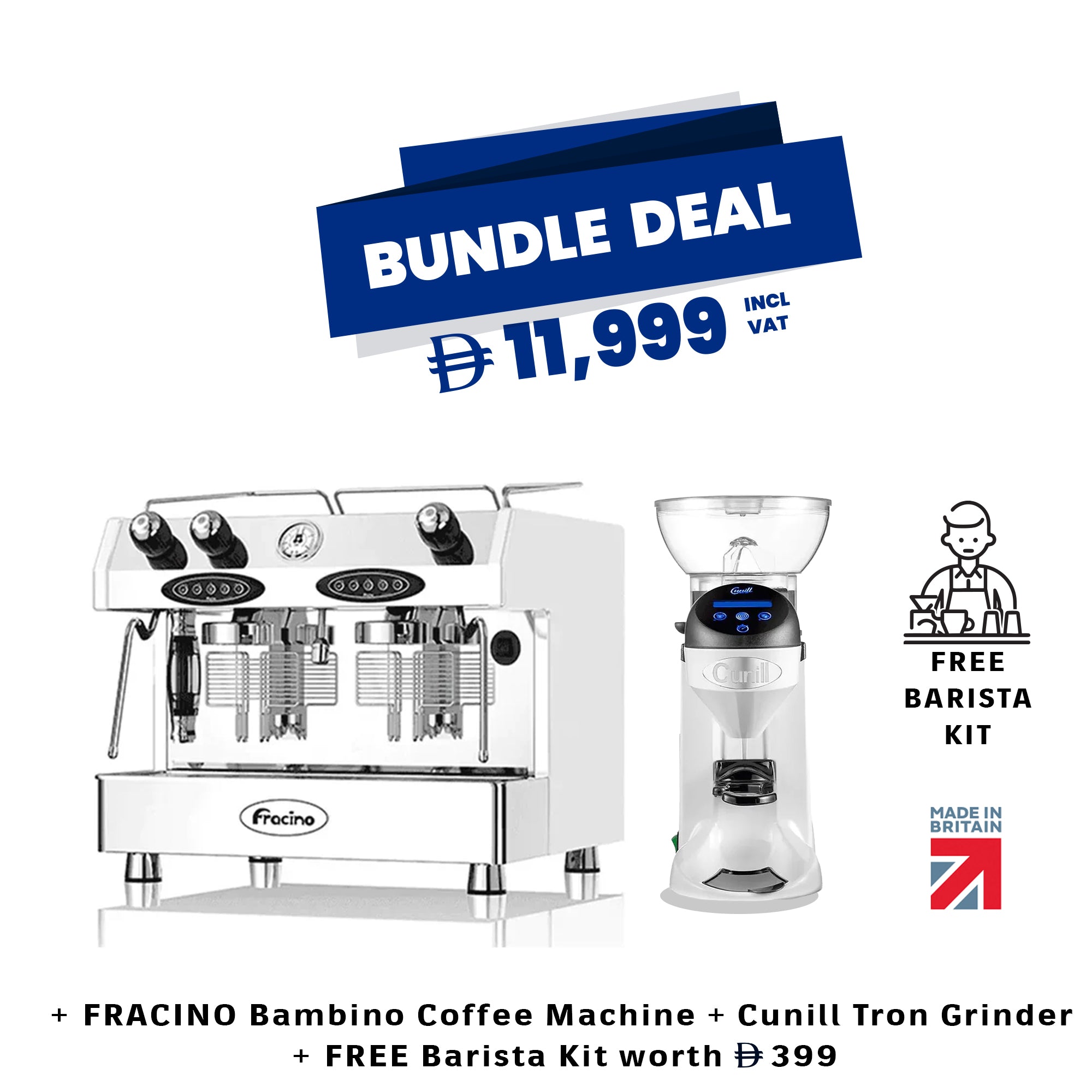 Fracino Bambino 2 Group Machine + Tron Grinder + Barista Kit - Bundle Offer - EuroCoffee