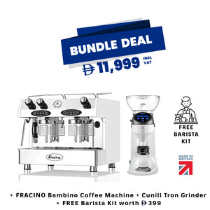 Fracino Bambino 2 Group Machine + Tron Grinder + Barista Kit - Bundle Offer - EuroCoffee