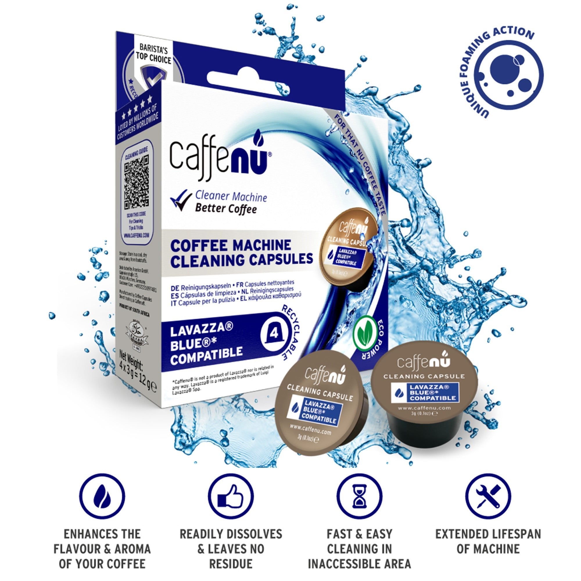 Caffenu Cleaning Capsules (Box of 4 capsules) - EuroCoffee