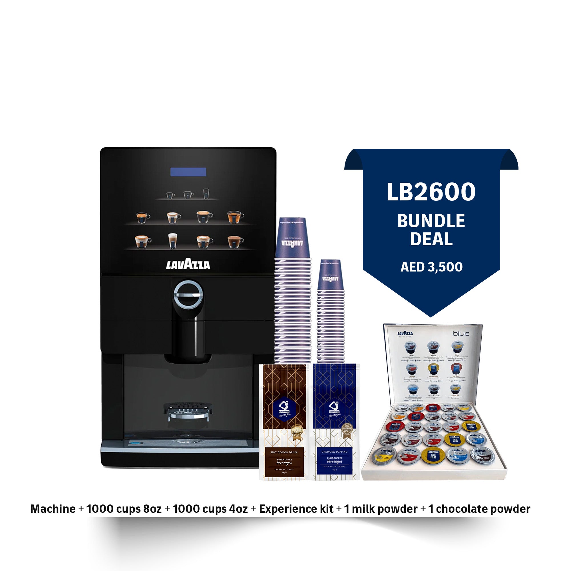 Mini Office Vending Machine - 2,000 paper cups,1Kg milk powder, 1Kg chocolate powder and 25 premium capsules | AED 3,500 - EuroCoffee