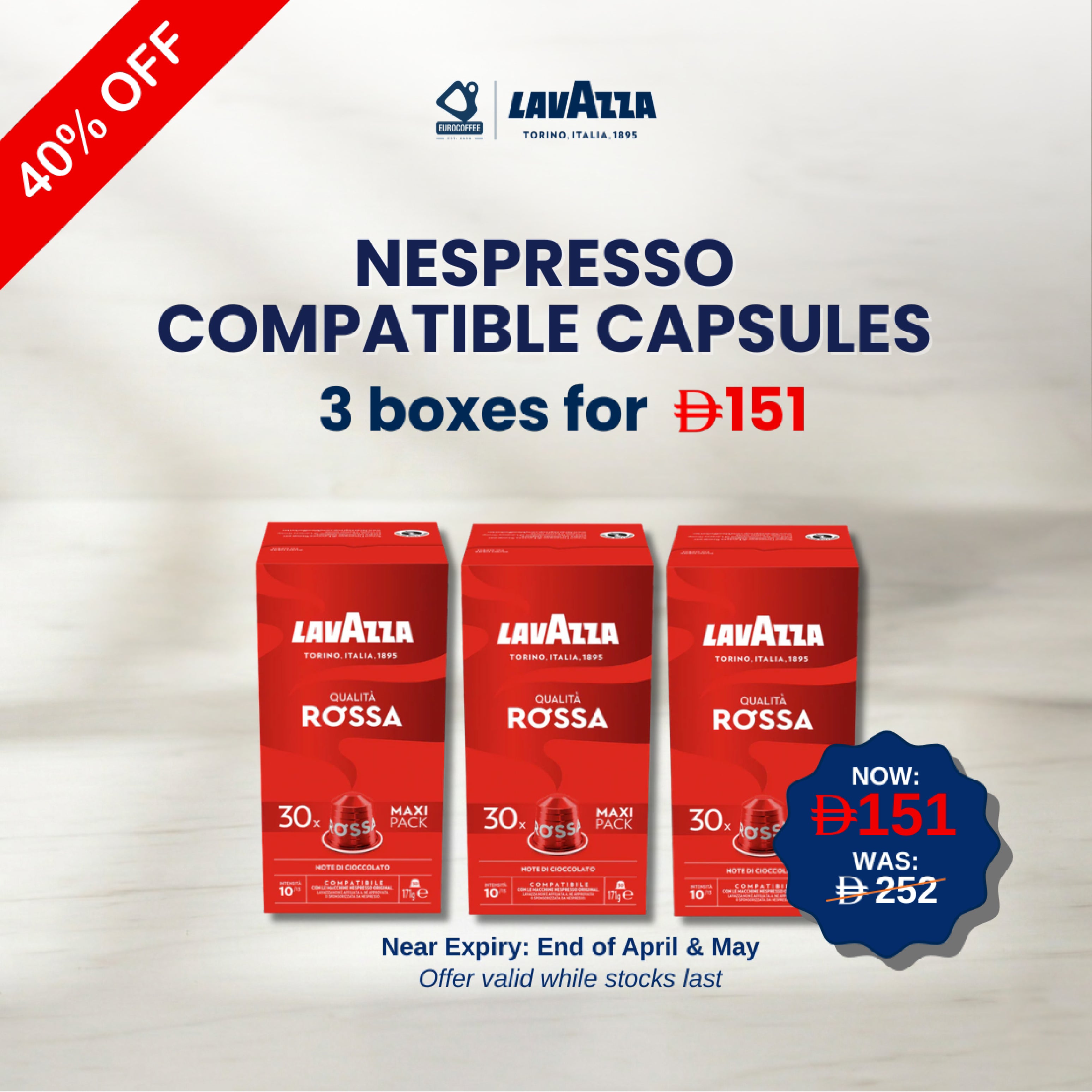 Lavazza Qualita Rossa NCC - 30 Capsules X 3 boxes - EuroCoffee