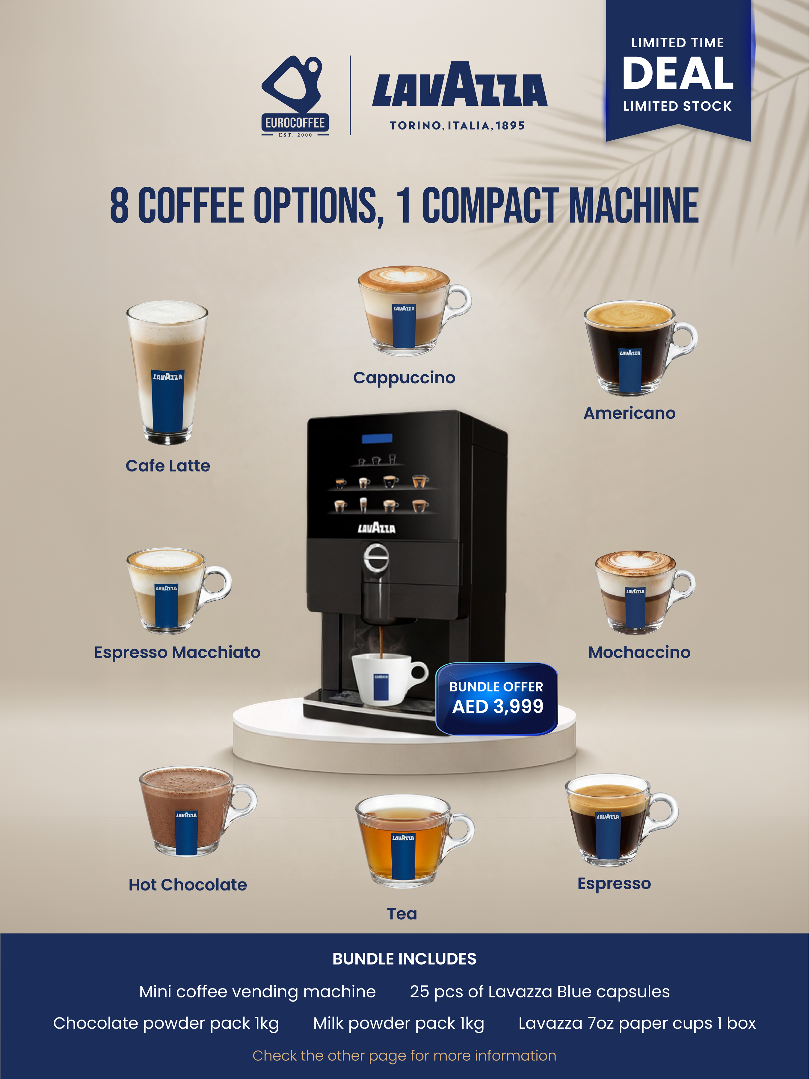 Lavazza LB 2600 Coffee Machine + 8 Premium Drinks | Save AED 1,801 | Limited-Time Offer