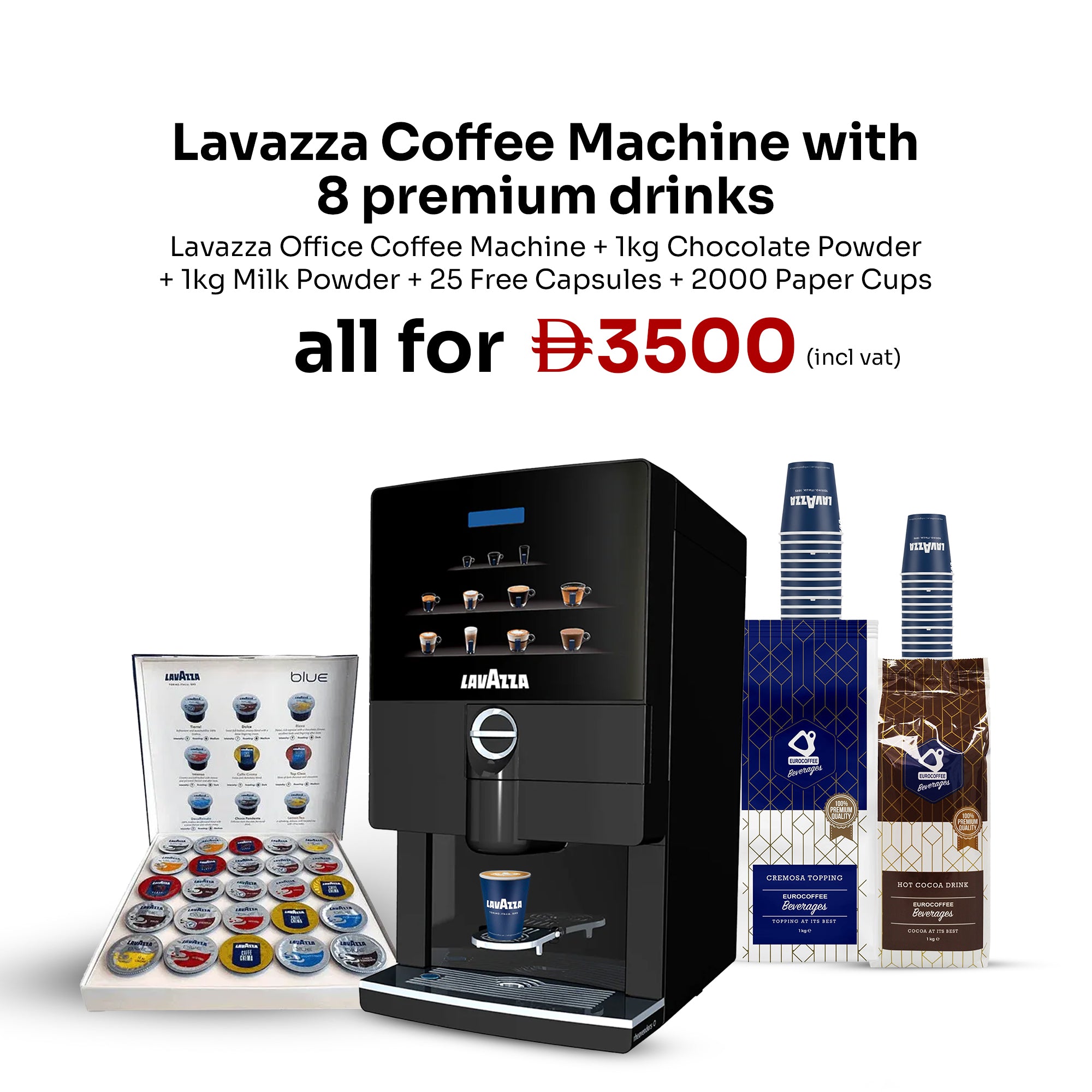 Lavazza Coffee Machine with 8 premium drinks - Bundle Offer