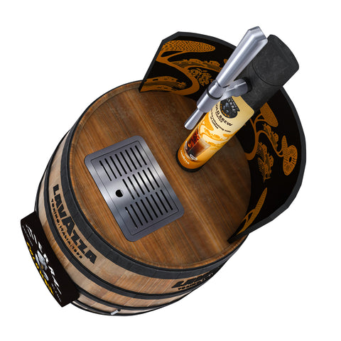 Lavazza Nitro Brew System including wooden barrel