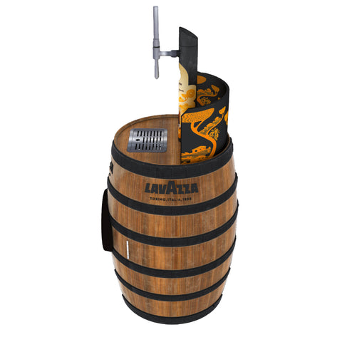 Lavazza Nitro Brew System including wooden barrel